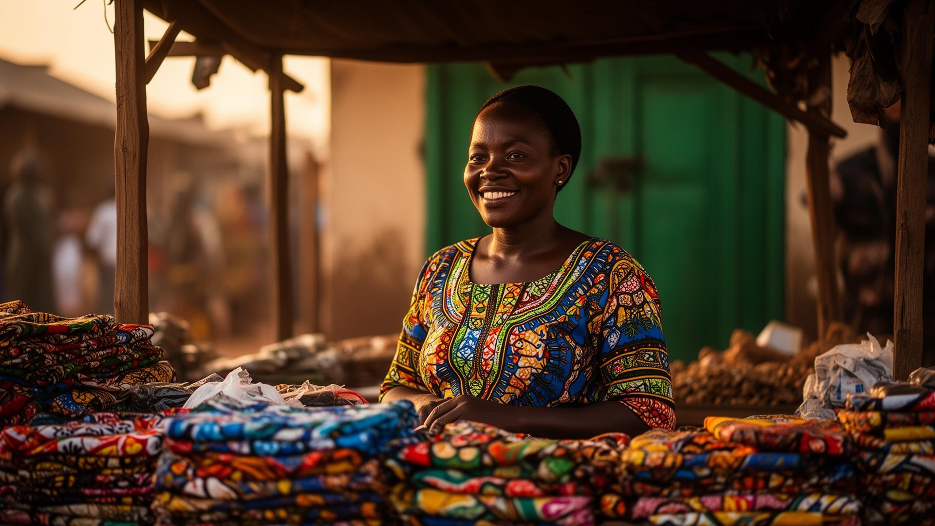 Commerçante LETIE souriante sur son étal